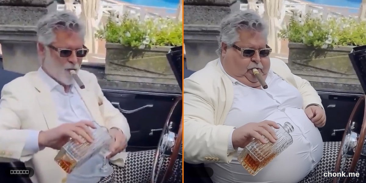 Before and after body meme — Dominic's 10x chonk