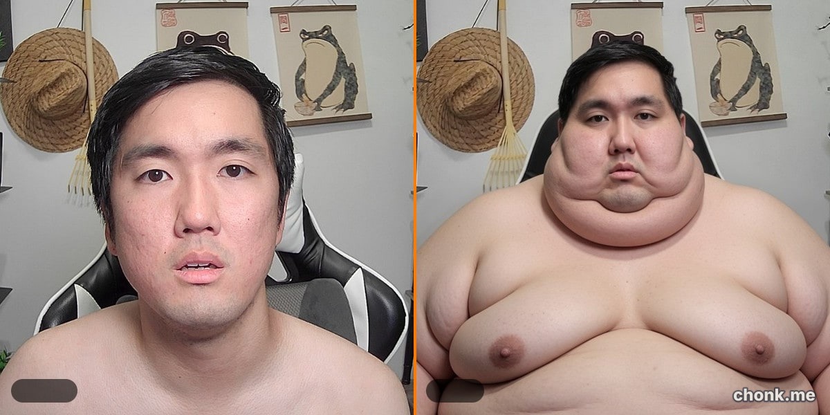 Before and after body meme — Dominic's 10x chonk