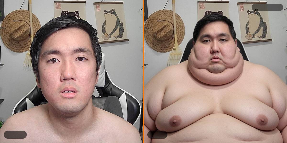 Before and after body meme — Dominic's 10x chonk