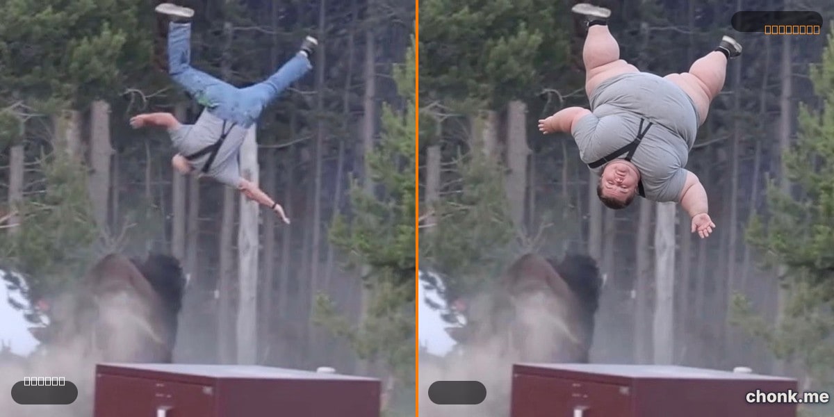 Before and after body meme — Dominic's 10x chonk
