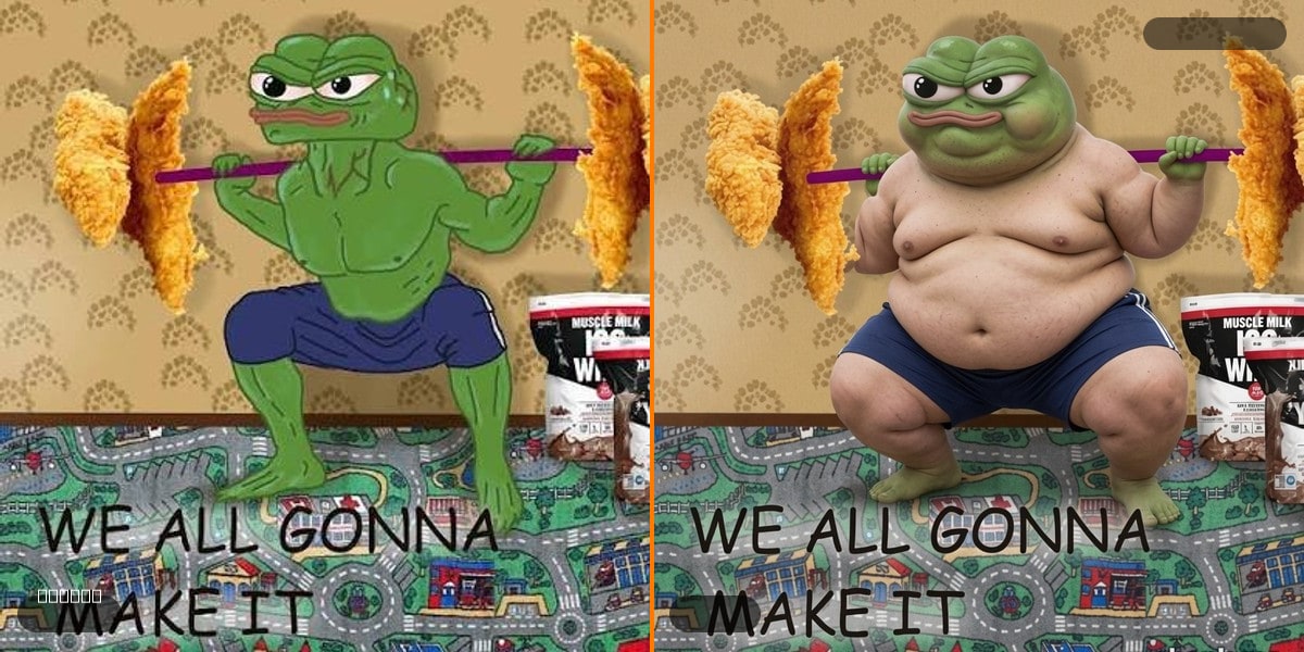 Before and after body meme — Dominic's 9x chonk