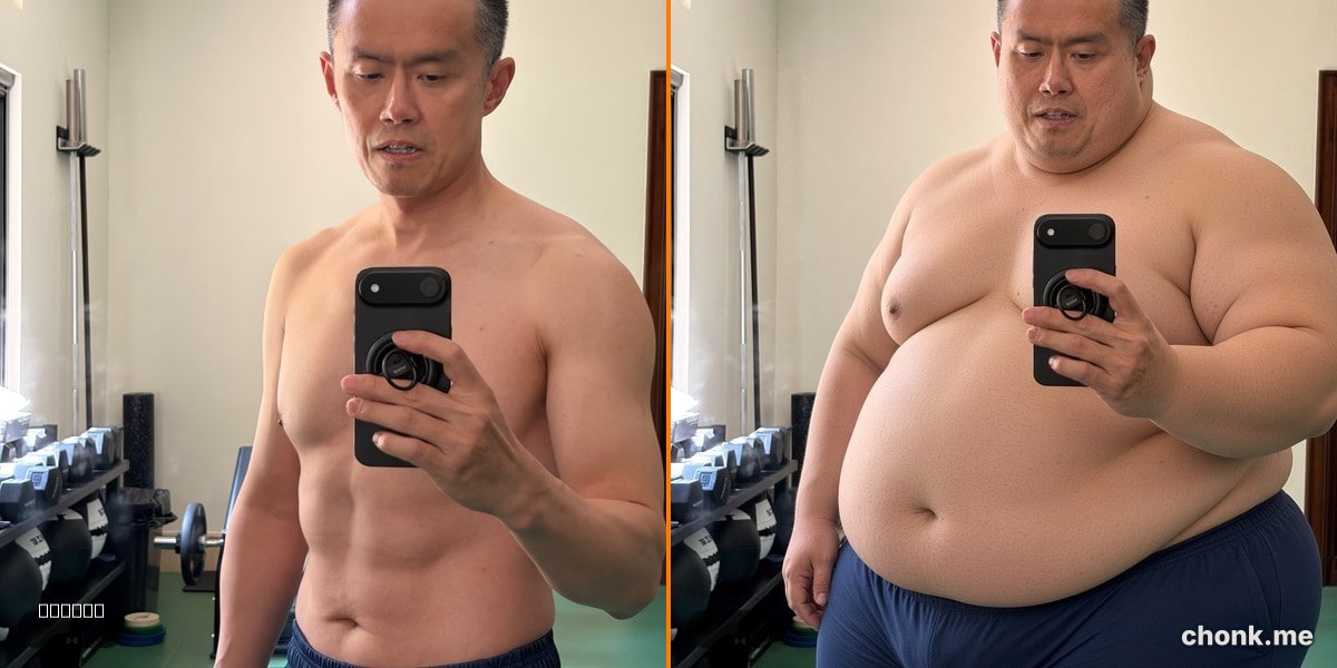 Before and after body meme — chonk maker's 5x chonk