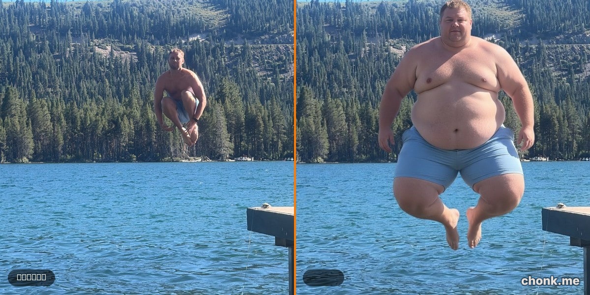 Before and after body meme — Eric's 5x chonk